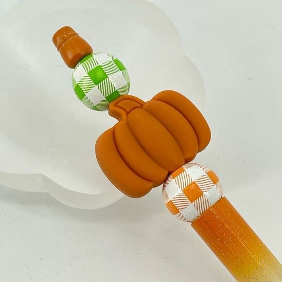 Pumpkin fall autumn pen handmade NEW sweater weather green white orange - Picture 5 of 6